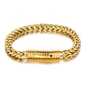 Hip Hop Franco Chain Stainless Bracelets Gold Plated Mens Stainless Steel Bracelet