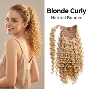 Extensions <span class=keywords><strong>de</strong></span> <span class=keywords><strong>queue</strong></span> <span class=keywords><strong>de</strong></span> <span class=keywords><strong>cheval</strong></span> en <span class=keywords><strong>cheveux</strong></span> <span class=keywords><strong>humains</strong></span> vierges européens en gros, 100 % non traités, cuticules alignées, naturels, à enrouler pour <span class=keywords><strong>cheveux</strong></span> bouclés - Product Image 1