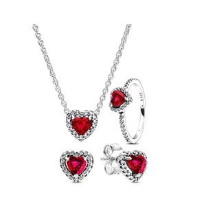 Juego de Joyería de Lujo de Plata 925 de Alta Calidad con Cristales Multicolores en Forma de Corazón, Collar, Aretes, Anillos y Cadenas, Regalo de Moda - Product Image 3