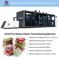Vier Stations High-Speed Thermovormende Machine Voor Efficiënte Productie Fruitdozen (Pp/Ps/Pvc/Bops/Pet) Kernmotor Hengxing