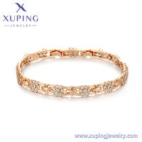 Pulsera de Tenis con Dijes de Xuping Jewelry Dubái Bañada en Oro de 14K y 18K con Eslabones de Cadena a Mano, Moda Lazo, Flor, Corazón y Mariposa Helada para Mujer