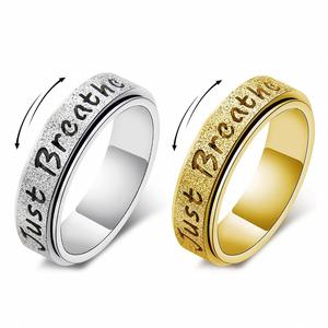 Gold Plated Women's Rotating <b>Ring</b> Stainless Steel <b>Ring</b> Just Breathe <b>Ring</b> <b>Couple</b> <b>Ring</b> Pressure Reducing Jewelry Factory Wholesale - Product Image 1