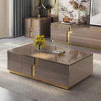 Meilleure vente Mobilier moderne et léger de luxe Simple Matériau en acier Table basse rectangulaire Meuble TV Maison Villa Utilisation pour le salon