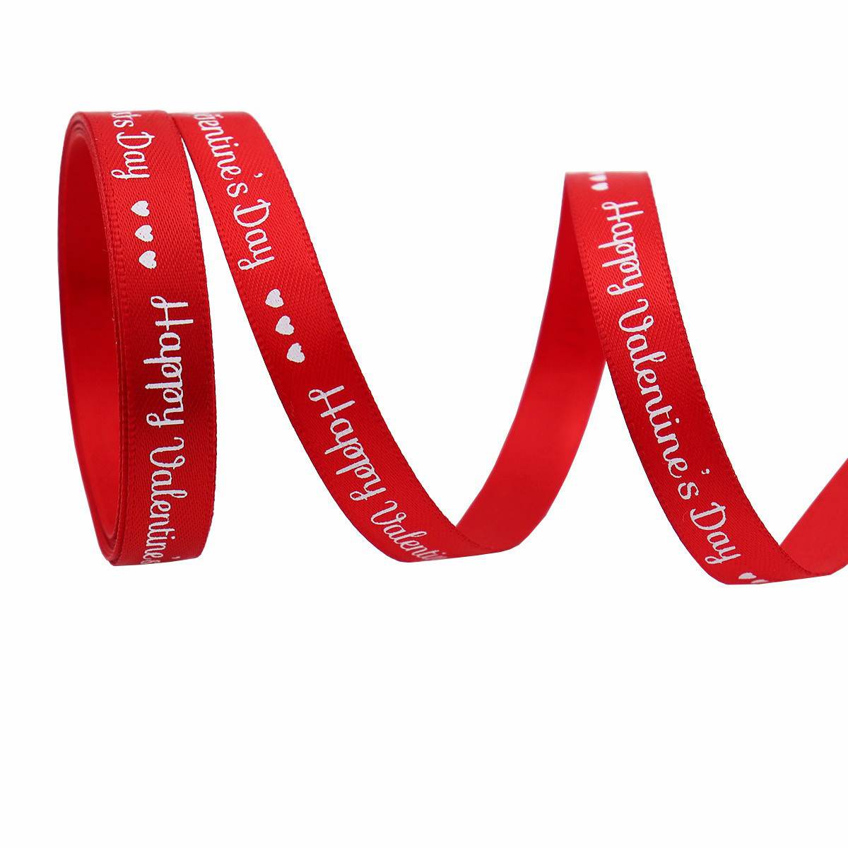 Rouge-"Joyeuse Saint-Valentin" (Cœurs)-1cm*10yds(Satin)