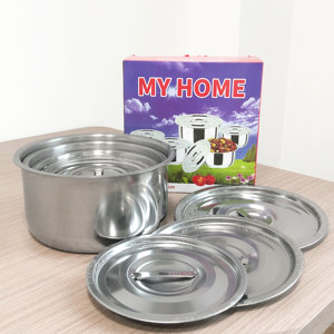 Juego de Ollas de Cocina Metálicas Portátiles Ecológicas de 5 Piezas para Exteriores, Clásicas con Tapas, para Almacenamiento de Granos en la Cocina - Product Image 3