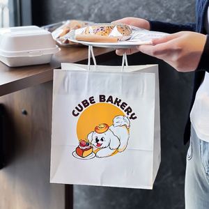 ถุงกระดาษคราฟท์แบบใช้แล้วทิ้ง ย่อยสลายได้ รีไซเคิลได้ เป็นมิตรกับสิ่งแวดล้อม สำหรับร้านเบเกอรี่ พร้อมหูหิ้ว - Product Image 5