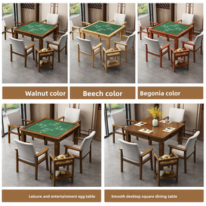 Mesa de comedor y tarjeta de madera maciza multifuncional y duradera moderna, mesa de Mahjong para el hogar de color nogal para uso en la sala de estar - Product Image 3