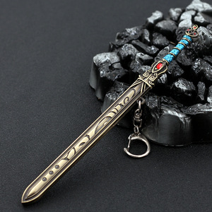 อุปกรณ์เสริมอนิเมชั่นราชวงศ์ฉิน - ดาบของเซียวเมิ่ง ดาบอู่ชิ่ว - ดาบโลหะเต็มตัวขนาด 16 ซม. พวงกุญแจดาบ ของเล่นอาวุธ - Product Image 6