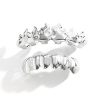 G004 Fire Grillz Brass Flame Gold Tungsten Braces pour la vente chaude, bijoux HIPHOP Hip Hop personnalisés, nouvelle version