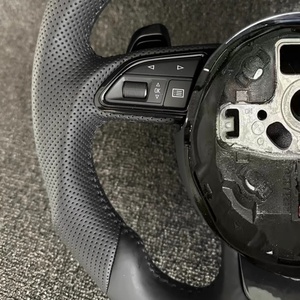 Volant en cuir perforé à fond plat de style RS SLine personnalisé pour <span class=keywords><strong>Audi</strong></span> A3 A4 B7 A6 <span class=keywords><strong>C7</strong></span> R8 RS3 A7 RS5 <span class=keywords><strong>RS6</strong></span> A8 Q5 Q8 - Product Image 6