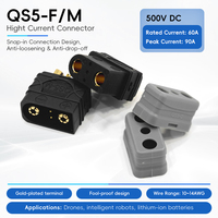 Connecteur haute intensité QS5 60A 500V DC en cuivre plaqué or PA66 UL94-V0, prise de batterie pour stockage d'énergie de véhicules électriques