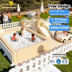 Aire de jeux pour tout-petits ensemble d'équipement de jeu doux fosse <span class=keywords><strong>à</strong></span> <span class=keywords><strong>balles</strong></span> et toboggan pyramide escalade maison de rebond blanc <span class=keywords><strong>beige</strong></span> jeu doux - Product Image 1