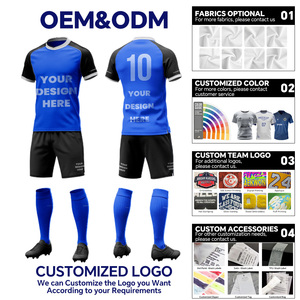 Maillots de football unisexes personnalisés Ruiwo, ensemble uniforme d'équipe de haute qualité, découpe automatisée, 100% polyester, col en V pour l'équipe - Product Image 3
