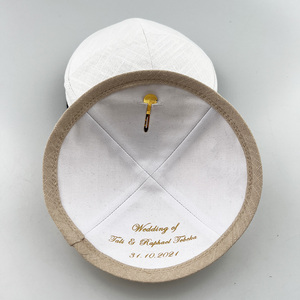 Vente en gros de yarmulkes, kippas juives, kippot, kippas juives en soie brodée, kippas en lin personnalisées pour mariage, <span class=keywords><strong>chapeau</strong></span> Yamaka pour hommes - Product Image 5