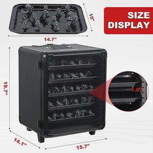 Valise miniature portable pour le rangement et l'exposition de collection avec roulettes et 5 plateaux métalliques pour figurines/modèles de voitures/pierres - Product Image 4