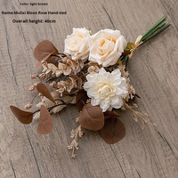 Bouquet de mariage en roses artificielles nouées à la main par le fabricant, décoration murale réaliste pour Noël et la Saint-Valentin