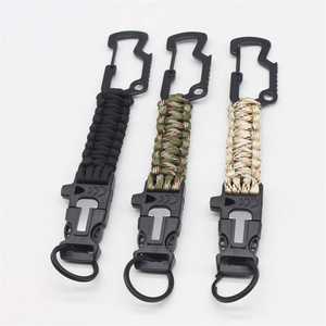 Edc Outdoor Paracord Survival Keychain Emergency Paracord Survival Kit con pedernal, silbato, abrebotellas, mosquetón - Product Image 1