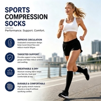 Chaussettes de compression pour femmes et hommes, circulation 15-20 mmHg, meilleures chaussettes de soutien pour les mollets, pour le cyclisme sportif