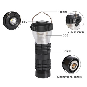 Linterna de camping LED portátil, luz exterior recargable por USB con soporte y funda para camping - Product Image 2