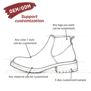 OEM Custom Retro Gentleman British-Style Men's Genuine Leather High Top Waterproof Chelsea Boots Vintage-Washed Distressed - Product Image 4