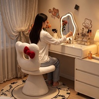 Chaise de bureau pivotante mignonne avec base métallique roulante et éponge haute résilience, chaise d'ordinateur rembourrée pour chambre, bureau et maquillage