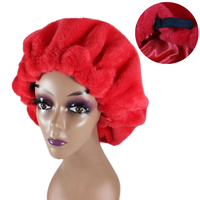 HZM-23252 vente chaude personnalisé flou femmes bonnets de couchage grand velours réglable tresse bonnets pour bonnet de nuit protection coiffure