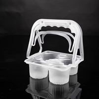 Support de tasse à café en PP personnalisé en gros, 2/4 tasses, noir/transparent, plateau porte-gobelets pour boissons chaudes, porte-gobelets en pulpe, emballage alimentaire à emporter