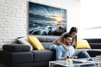 Vente en gros d'art mural en verre acrylique cadre flottant option toile décoration murale cadeau de Noël paisible océan coucher de soleil art sur toile
