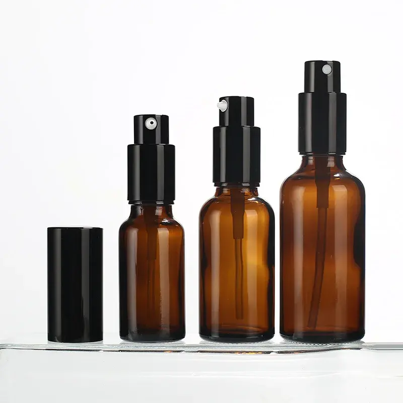 Amber Frosted Colour 1 oz 30 ml 50ml Flat Shoulder Cylinder Glass Dropper Bottle for Serum Essential Oil Bottle