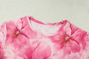Abito lungo romantico rosa floreale in rete a maniche lunghe <span class=keywords><strong>con</strong></span> gonna fluida, <span class=keywords><strong>spacco</strong></span> e vestibilità slim, <span class=keywords><strong>vestito</strong></span> veloce da indossare - Product Image 5