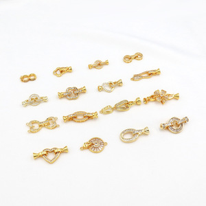 18k Gold Color Preserving Zircon Clasp Mixed Shapes DIY Jewelry Accessories For <b>Bracelet</b> Making <b>Copper</b> Plated Findings - Product Image 1