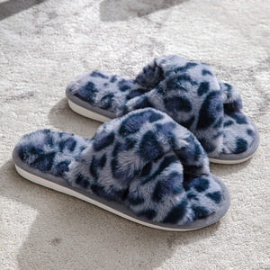 <span class=keywords><strong>Chaussons</strong></span> d'intérieur pour femmes en fausse fourrure de lapin à imprimé léopard, automne-hiver, bout ouvert, chauds, moelleux, antidérapants, chaussures d'extérieur pour femmes - Product Image 5