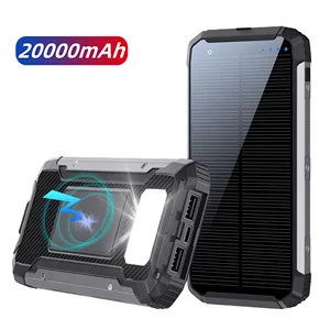20000mAh Portable Solar Charging Waterproof Power bank Outdoor Chargeur Solaire Strong LED Light Solar Power Bank