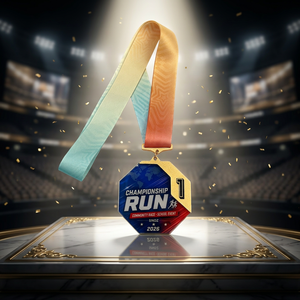 Médailles de championnat 2026 personnalisables avec ruban dégradé pour événements de marche, en alliage de zinc et cristal, récompense sportive - Product Image 1