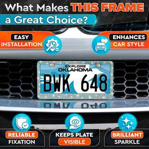 Marco para Matrícula Liberhaus Bling de 12.16 x 6.18 Pulgadas con Diamantes de Imitación Brillantes para Decoración de Automóviles, con Tornillos y Tapas - Product Image 5
