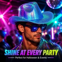 Chapeau de cowboy holographique personnalisé avec paillettes brillantes pour fêtes, voyages, sports et activités de plein air – Prix usine, vente en gros