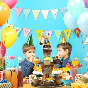 Décorations d'anniversaire DAMAI Construction, support à cupcakes à 3 étages sur le thème des voitures, support à cupcakes sur le thème des camions, support à cupcakes pour fête d'anniversaire - Product Image 4