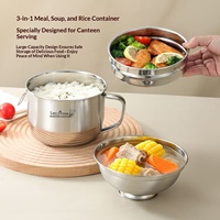 Boîte à bento isotherme en acier inoxydable 316L avec couvercle, capacité 1-3L, poignée antidérapante, design moderne pour étudiants et adultes