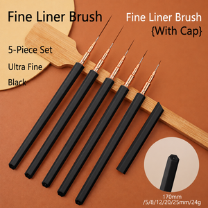 Juego de Pinceles de Punta Fina para Decoración de Uñas con Logotipo Personalizado, Herramienta de Delineado con Vástago de Cobre y Cerdas Flexibles, Kit de Pintura en Gel, Suministro al por Mayor - Product Image 3
