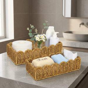 Cesta de Almacenamiento de Ratán Tejida a Mano, Forma Rectangular, Diseño Multifuncional, Estilo Simple, para Guardar Pañales de Bebé, Baño y Cocina - Product Image 4