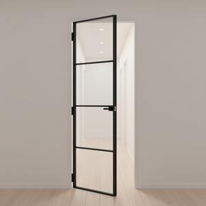 Porte intérieure noire à panneau fin en verre trempé et aluminium, 29,9x79,3 pouces, design minimaliste, pour maison et bureau - Product Image 3