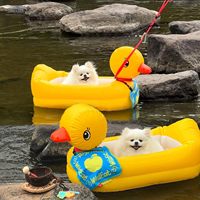 Bouée de natation gonflable manuelle en PVC pour chiens, modèle petit canard jaune, lit flottant portable pour chiens de petite/moyenne taille, chiots et bouledogues français