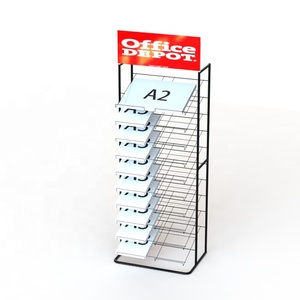 Của Khách Hàng Logo Lớp Giấy Đen Kim Loại Hiển Thị Rack Với Dây Kệ Trong Văn Phòng Phẩm Cửa Hàng - Product Image 6