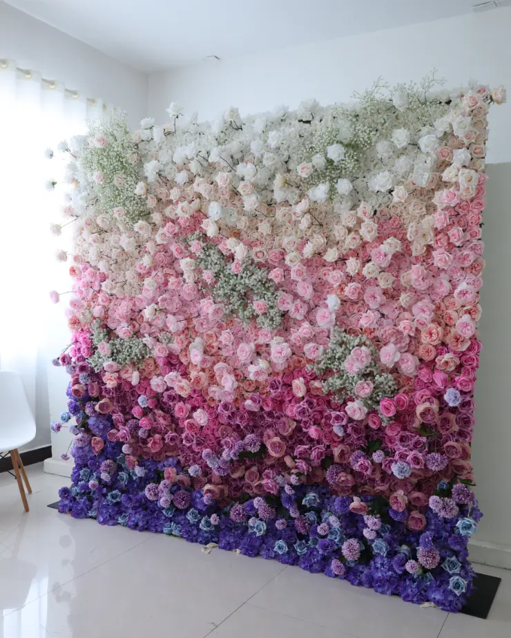 Groothandel Bruiloft Bloem Muur Achtergrond 8ft X 8ft 3d Doek Achterkant Zijde Bloem Muur