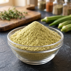 Flocons d'okra lyophilisés en vrac de qualité alimentaire supérieure, légers et croustillants, au goût végétal doux, 100 % ingrédient d'okra, pour cuisine végétalienne et végétarienne - Product Image 4