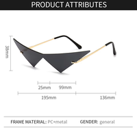 2023 nouvelle personnalité oeil de chat chaud lunettes de soleil femmes sans monture Triangle lentille noir lunettes de soleil pour dames