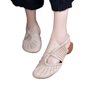 Sandales compensées d'été en cuir véritable pour femme, talon souple, semelle artisanale, chaussures confortables à enfiler avec semelle extérieure en caoutchouc antidérapante - Product Image 2