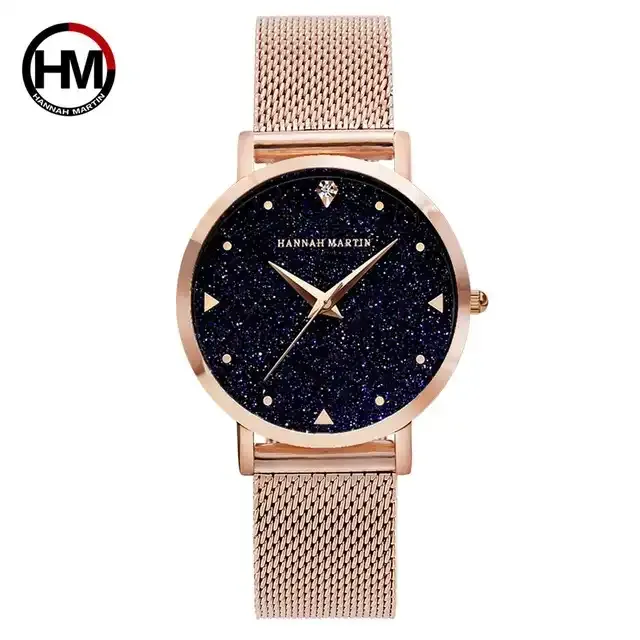 HANNAH MARTIN XK36 Wholesale Movement Night Starry Sky Stainless Steel Leather Elegant Waterproof Diamond Women Wristwatches