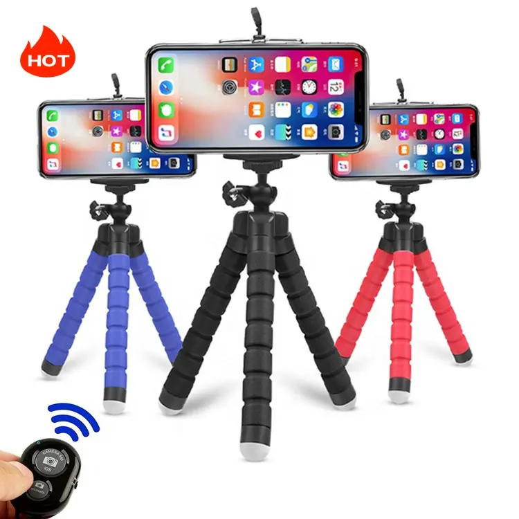 With Wireless Remote Sponge Octopus Camera Phone Holder Mini Flexible Tripod Selfie Stick For Phone Accessories