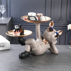 Creative riche <span class=keywords><strong>chien</strong></span> ornement foyer clé plateau <span class=keywords><strong>de</strong></span> rangement bureau assiette à bonbons décoration <span class=keywords><strong>de</strong></span> la maison pendaison <span class=keywords><strong>de</strong></span> crémaillère cadeau - Product Image 5